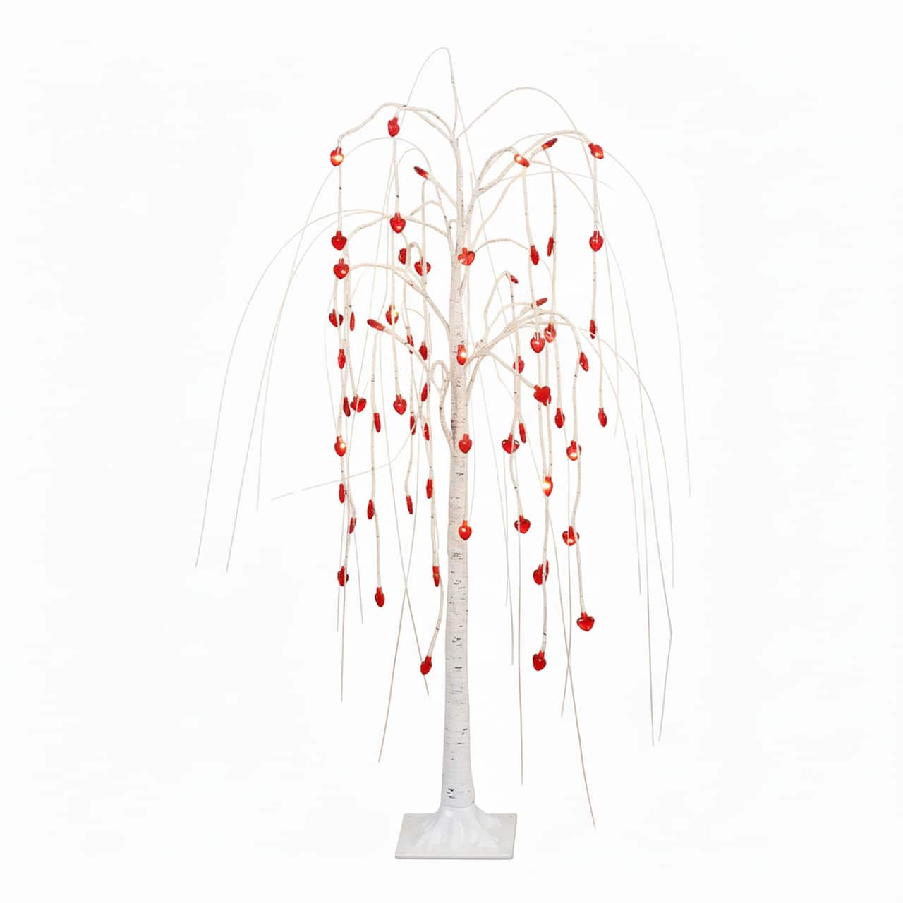 4ft. Pre-Lit Artificial Valentine's Day Willow Tree with 48 Heart Shaped LED Lights